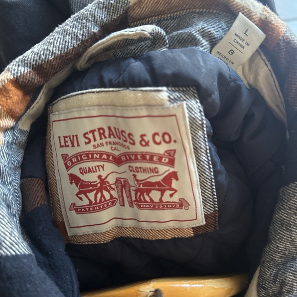 Levi’s Men’s Quilted Lined Plaid Button Front Full Zip Shacket Jacket Size Large - Picture 7 of 8